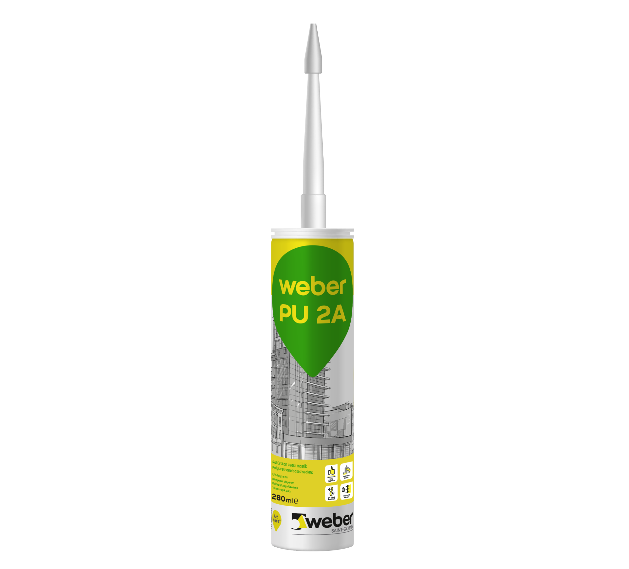 წებო-ჰერმეტიკი შავი WEBER PU 2A BLACK (პოლიურეთანის ბაზაზე) (280 მლ) — სილიკონი და ჰერმეტკი